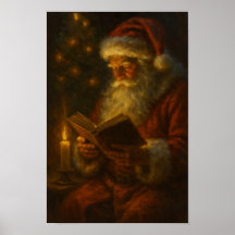 Affiche papier de Noël Santa Bougie chaude lumière
