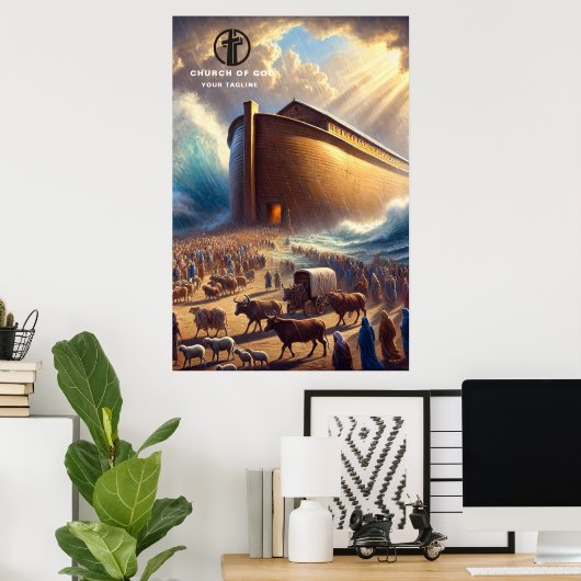 Affiche papier suspendue de l'Arche de Noé (Bureau à domicile)