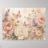 Affiche papillon et fleurs à l'aquarelle (Devant)