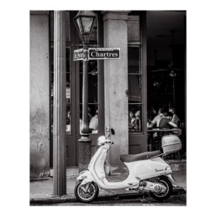 Affiche parfaite Paris France de scooter vintage