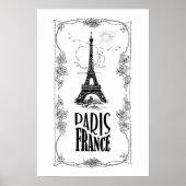 Affiche Paris France Noir sur Blanc (Devant)