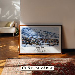 Affiche Park City Utah, Aquarelle, Sur mesure