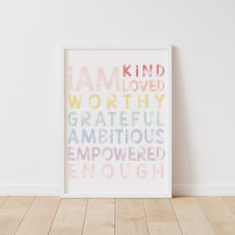 Affiche Pastel Rainbow Affirmations Pour Enfants