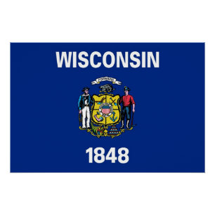 Affiche patriotique avec drapeau du Wisconsin