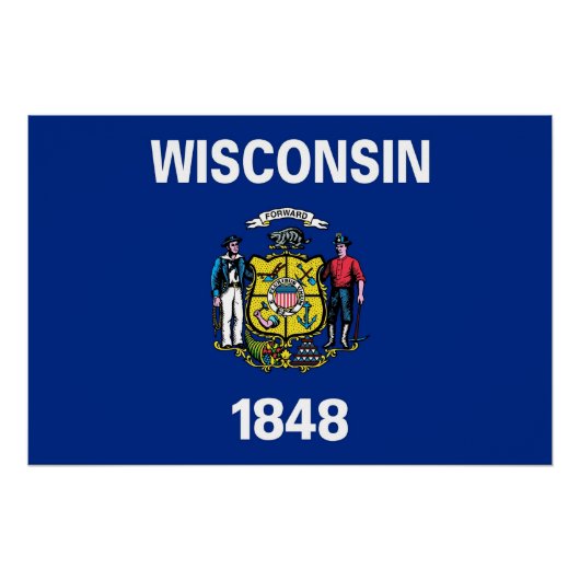 Affiche patriotique avec drapeau du Wisconsin (Devant)