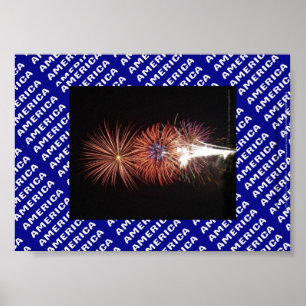 Affiche patriotique de feux d'artifice