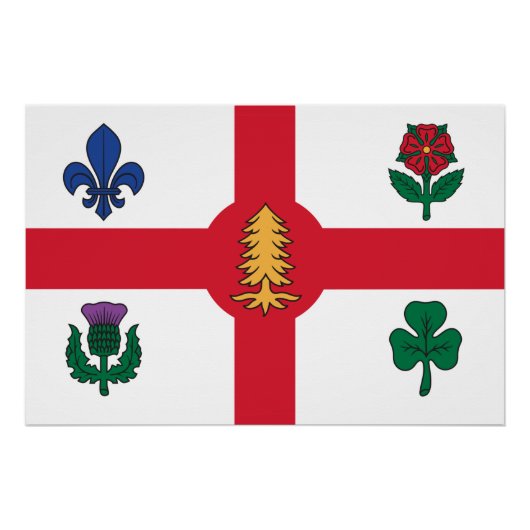 Affiche patriotique murale avec drapeau de Montréa (Devant)