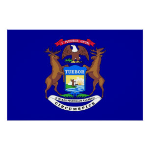 Affiche patriotique murale avec drapeau du Michiga