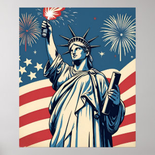 Affiche patriotique vintage du 4 juillet – Terre d
