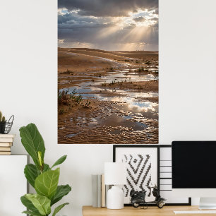 Affiche paysage côtier au coucher du soleil