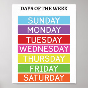Affiche pédagogique des jours de la semaine