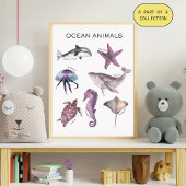 Affiche pédagogique sur les animaux océaniques