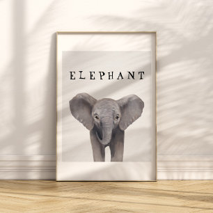 Affiche personnalisable de bébé éléphant mignon po
