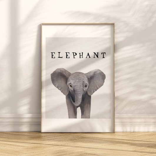 Affiche personnalisable de bébé éléphant mignon po