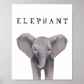 Affiche personnalisable de bébé éléphant mignon po (Devant)