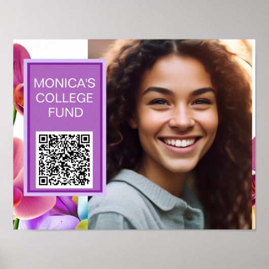 Affiche personnalisée avec code QR Orchidées (Devant)