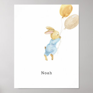 Affiche personnalisée avec lapin à l'aquarelle et