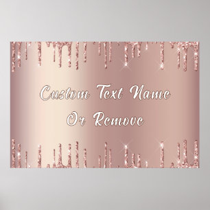 Affiche personnalisée avec paillettes en or rose T