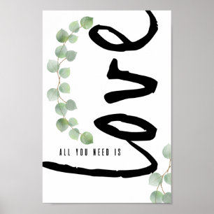 Affiche personnalisée d'amour de verdure d'eucalyp