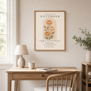 Affiche personnalisée de chrysanthème de novembre
