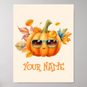 Affiche personnalisée de citrouille souriante d'au (Devant)