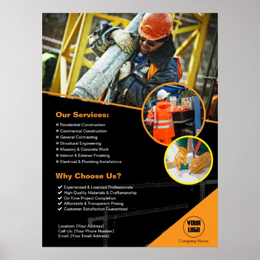 Affiche personnalisée de la société de constructio (Devant)