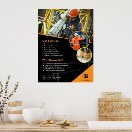 Affiche personnalisée de la société de constructio (Cuisine)