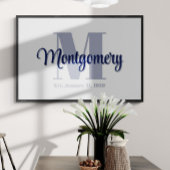 Affiche personnalisée de nom de famille bleu Idée