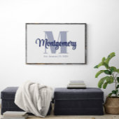 Affiche personnalisée de nom de famille bleu Idée