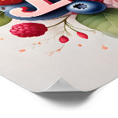 Affiche personnalisée de nom floral aux fruits rou (Coin)