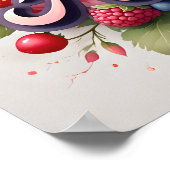 Affiche personnalisée de nom floral aux fruits rou (Coin)