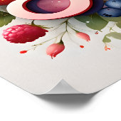 Affiche personnalisée de nom floral aux fruits rou (Coin)