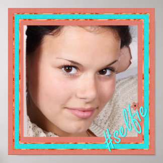 Affiche personnalisée de selfie Coral et Aqua