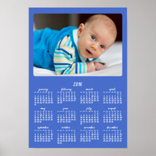 Affiche personnalisée en bleu Calendrier annuel 20