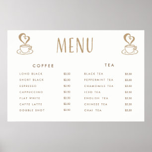 Affiche personnalisée pour le menu des prix de la