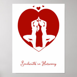 Affiche personnalisée silhouette de cœur de yoga