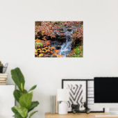 Affiche photo de feuilles d'automne et cascade (Bureau à domicile)