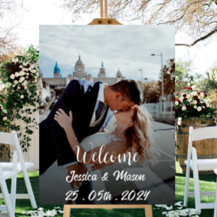 affiche photo du panneau de bienvenue du mariage