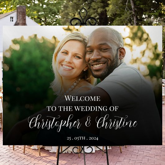 affiche photo du panneau de bienvenue du mariage