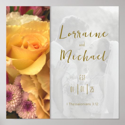 Affiche photo rose jaune déclaration d'amour (Devant)