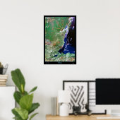 Affiche photo satellite de Belize carte imprimée (Bureau à domicile)