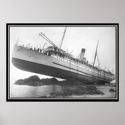 Affiche Photo Vintage Bateau Échoué (Devant)