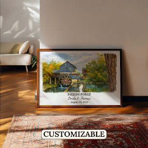 Affiche Pigeon Forge Tennessee, Aquarelle, Sur mes