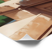 Affiche Pin-Up Grecque Décor Temple et Mer (Coin)