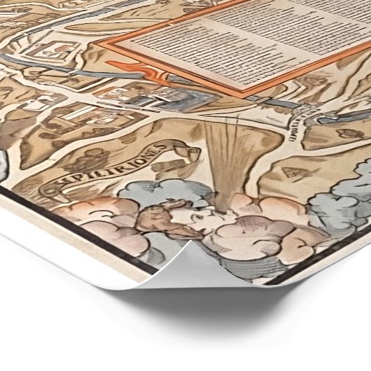 Affiche Plan Ancien Paris Truschet et Hoyau 1553 (Coin)