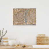 Affiche Plan Ancien Paris Truschet et Hoyau 1553 (Cuisine)