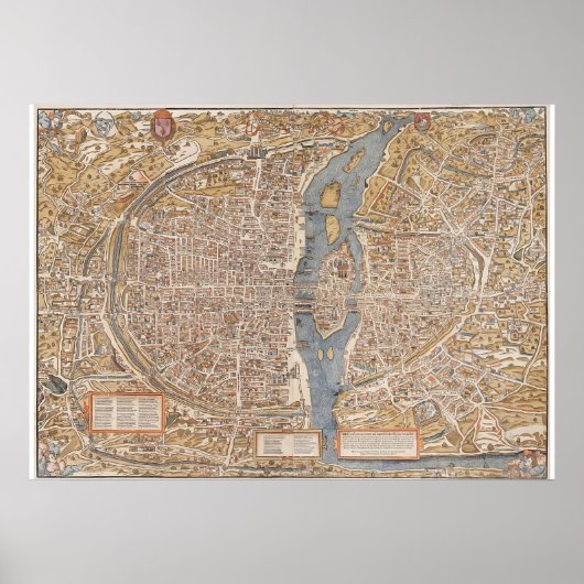 Affiche Plan Ancien Paris Truschet et Hoyau 1553 (Devant)