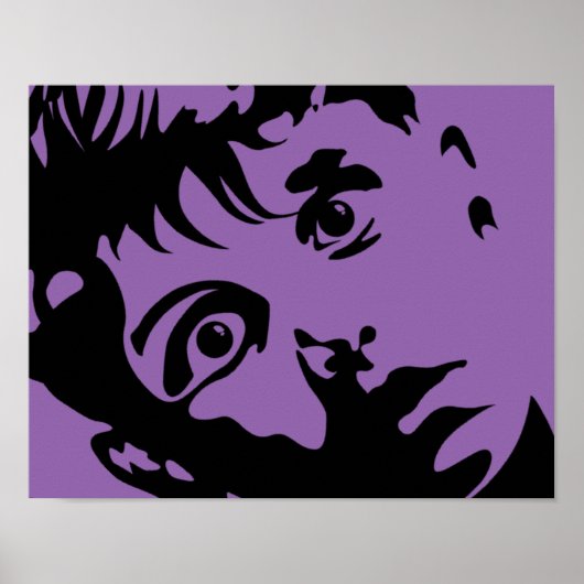 Affiche pochoir d'art graphique de garçon surpris (Devant)