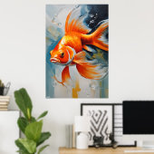 Affiche | Poisson d'or | Style de peinture à l'hui (Bureau à domicile)