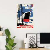Affiche polonaise de 1935 Construisons notre propr (Bureau à domicile)